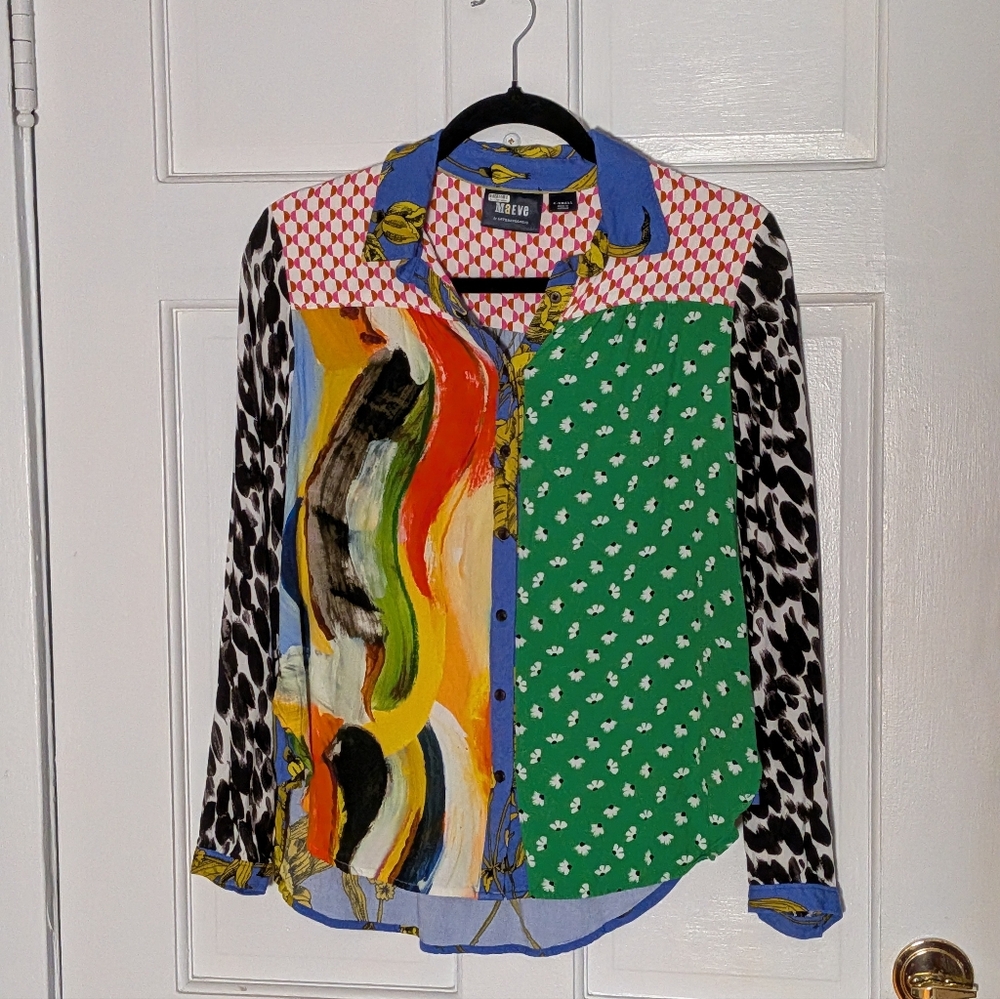 Maeve Paz Contrast Print Button Down Shirt - Picture 4 of 5